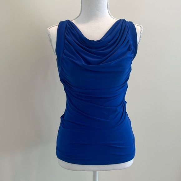 The Limited Tops - The Limited Royal Blue Sleeveless Ruched Top with Cowl Neckline. XS